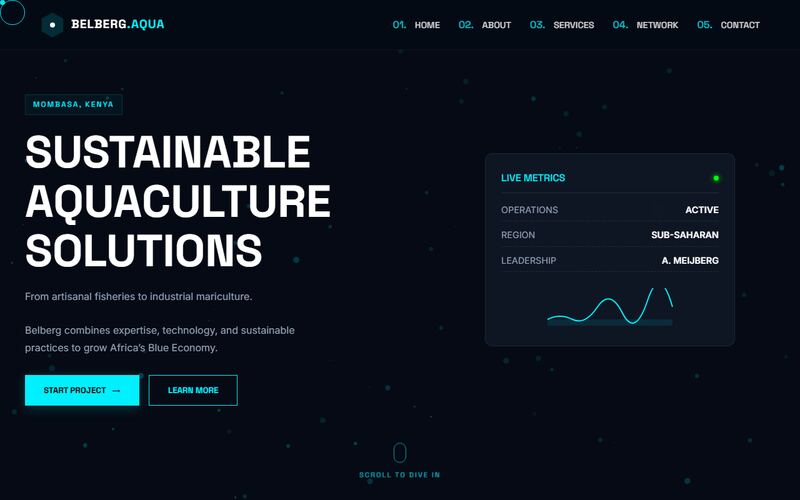 Belberg aquaculture company website home page